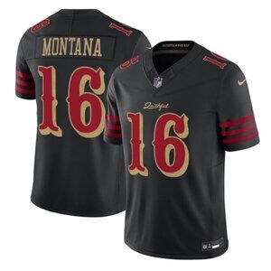 Mens Youths Joe Montana Black Jersey Vapor Stitched